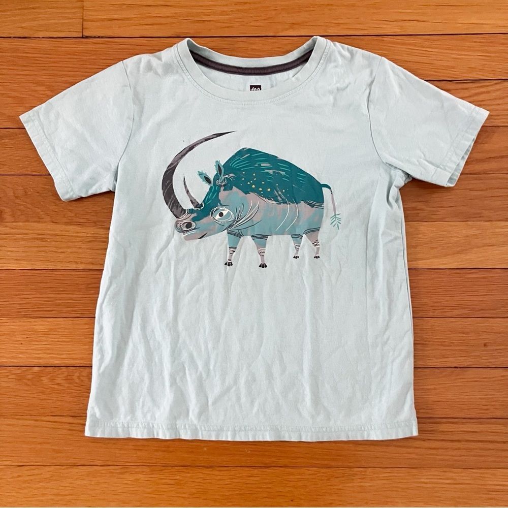 Tea Collection Light Blue Warthog Animal Cotton Summer Tee T-Shirt 7